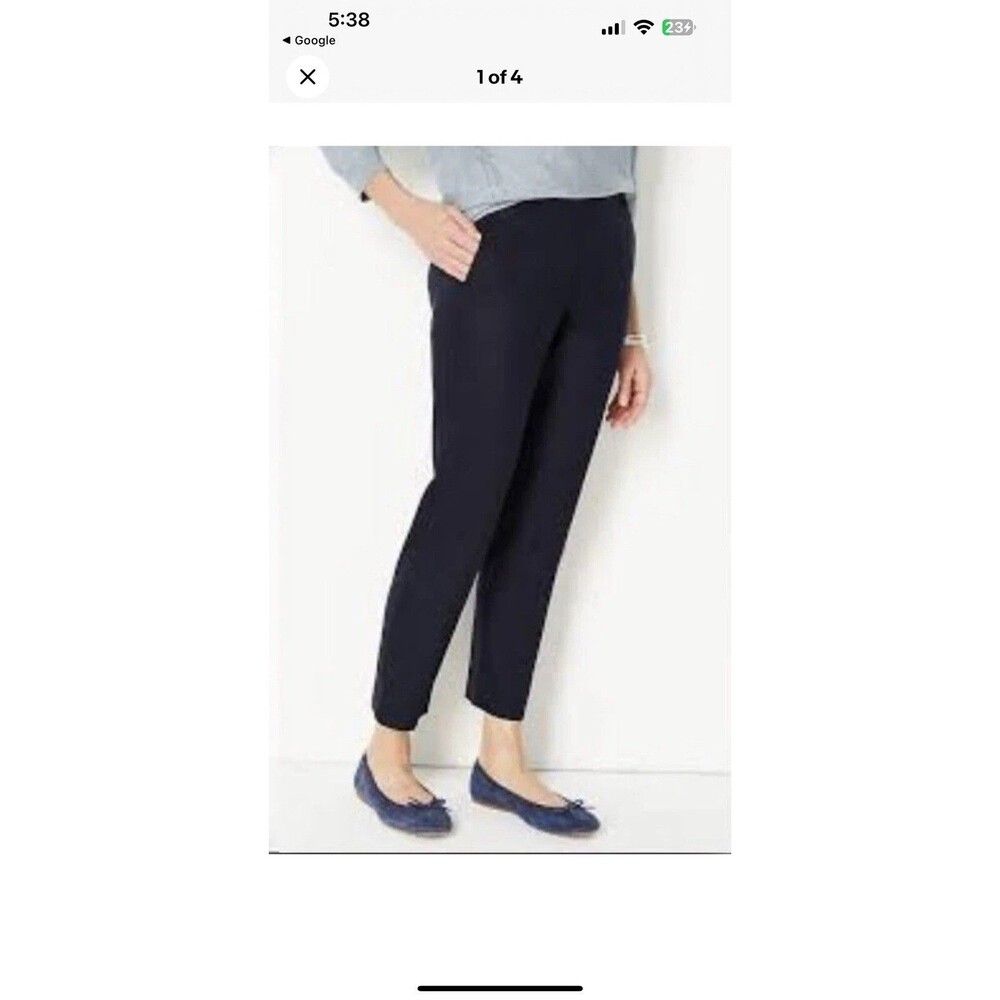 J. Jill High Rise Linen Stretch Pant Ankle Trouser Business Casual Navy Medium